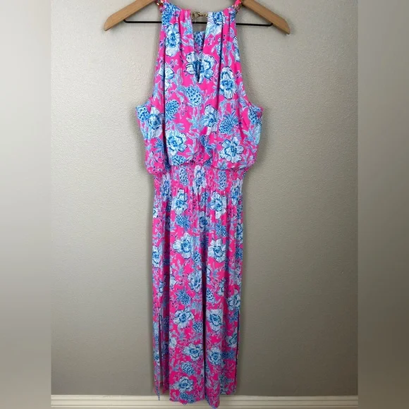 gracelyn halter midi dress Lilly Pulitzer Womens Gracelyn Halter Midi Dres Brazilian Green Salty Sandbar Oversized Enigineered Knit Dress M at Amazon Women's Clothing store